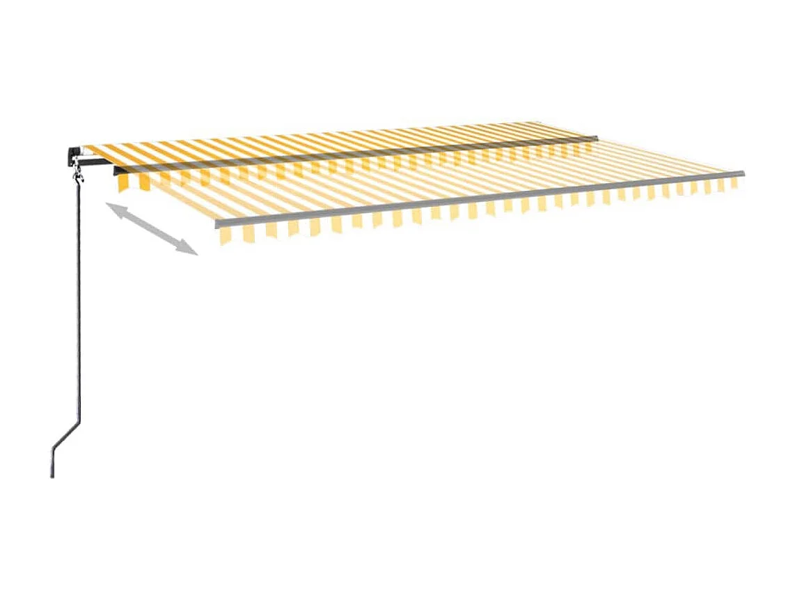 Toldo retráctil manual amarillo y blanco 500x350 cm