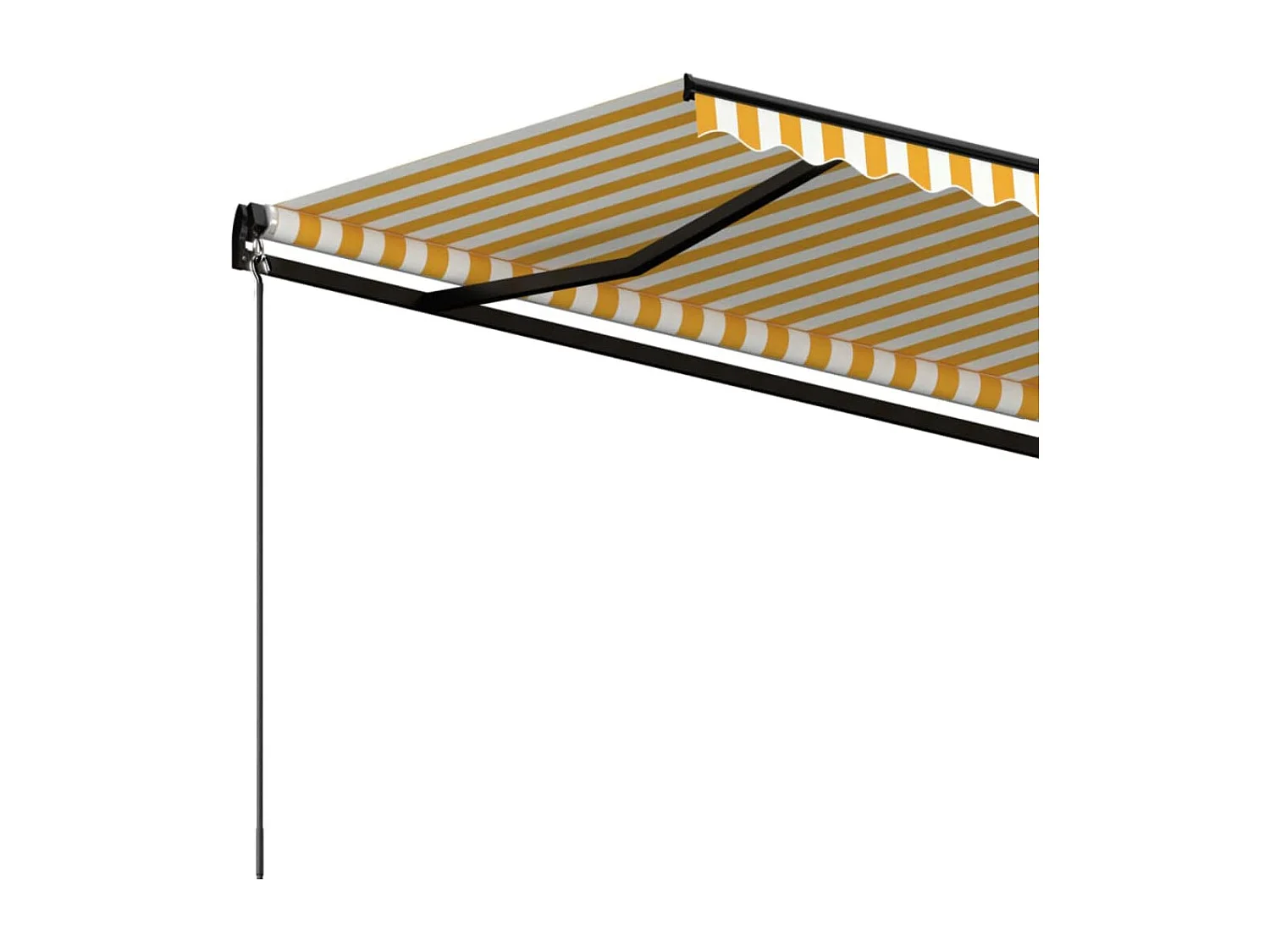 Toldo retráctil manual amarillo y blanco 500x350 cm