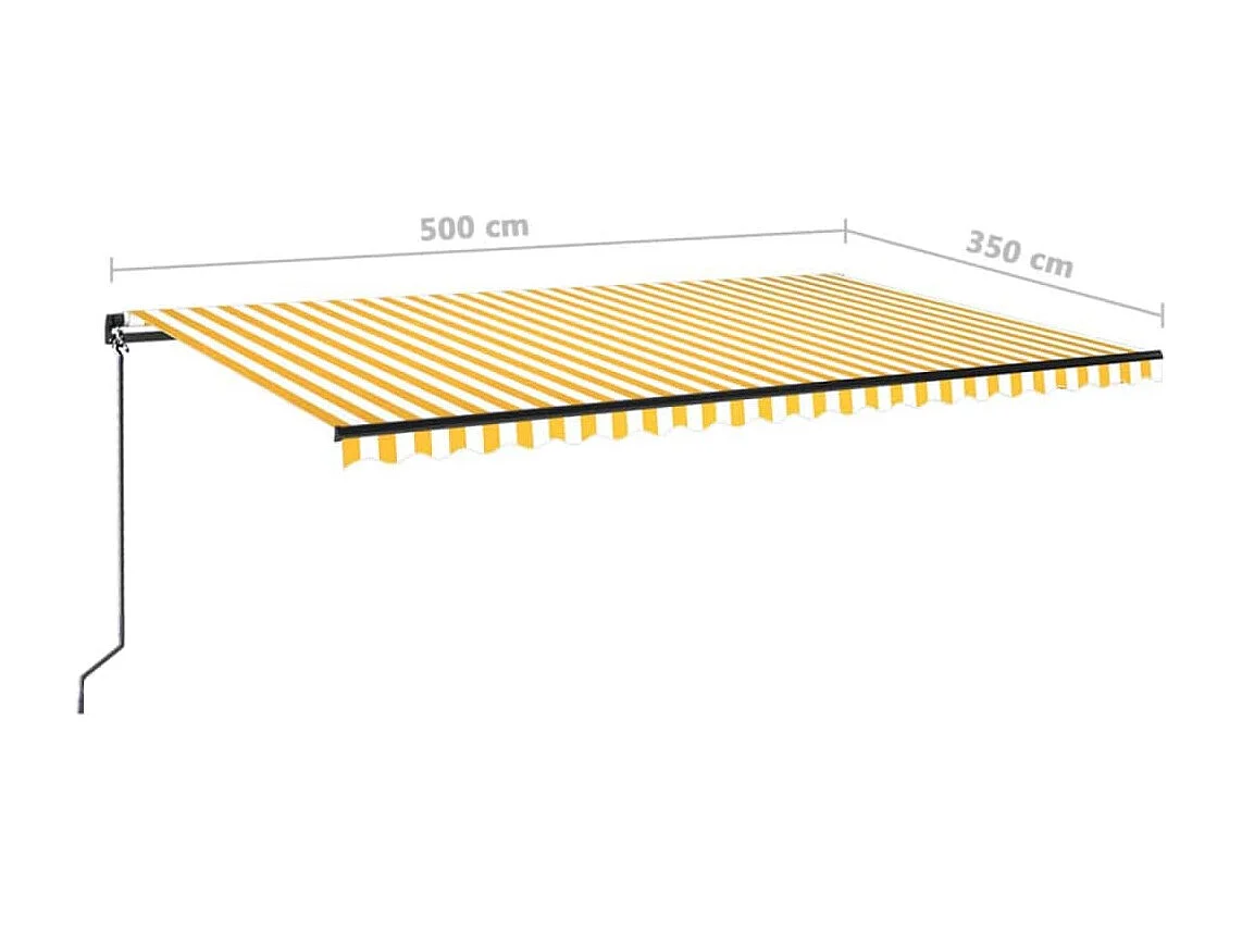 Toldo retráctil manual amarillo y blanco 500x350 cm