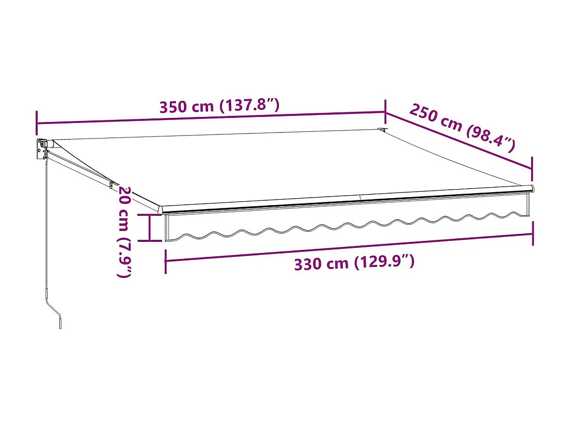 Auvent manuel rétractable bordeaux 350x250 cm