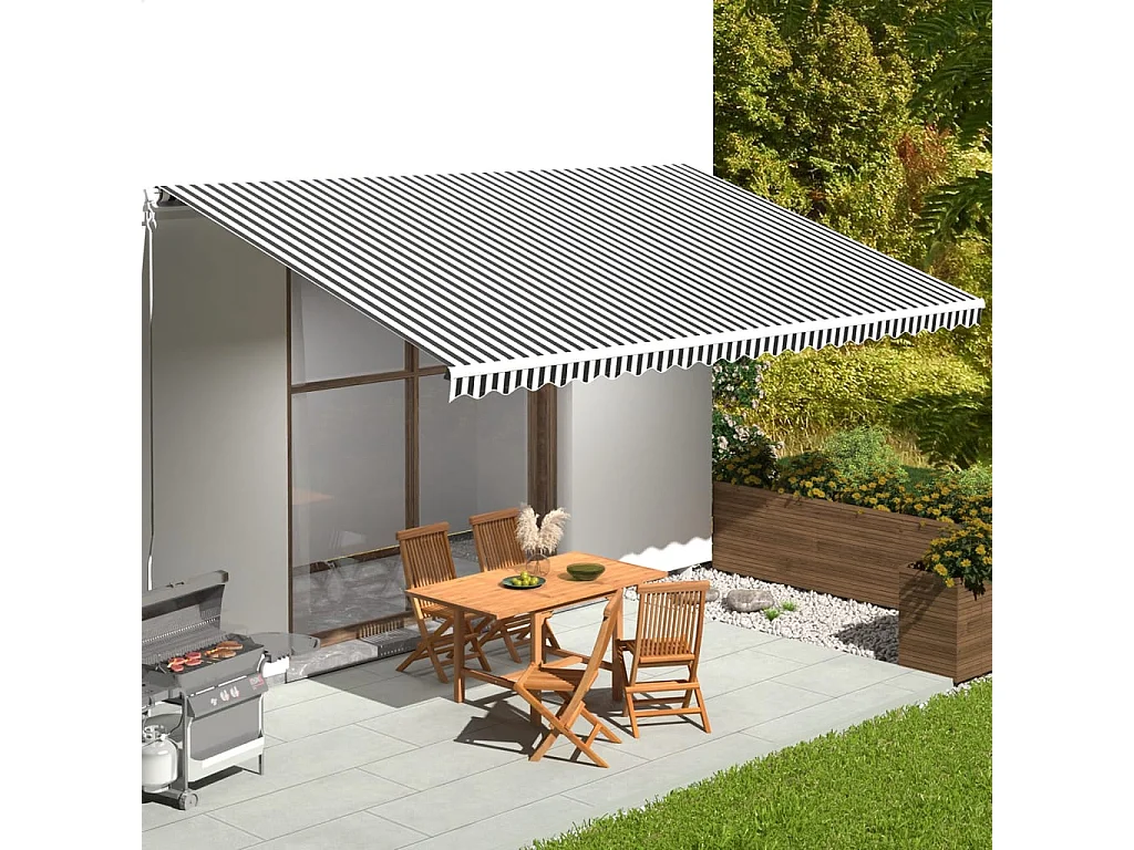 Tissu de remplacement pour auvent Anthracite et blanc 6x3,5 m