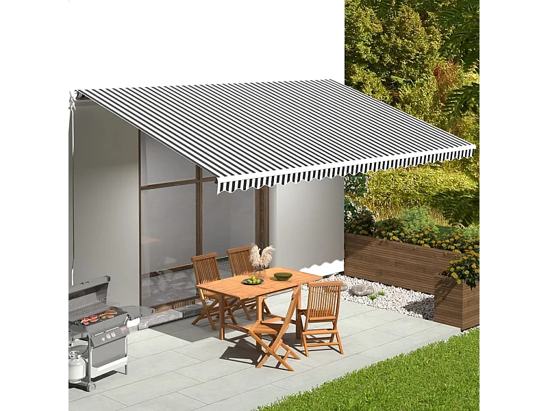 Tessuto di Ricambio per Tenda da Sole Antracite e Bianco 6x3,5m