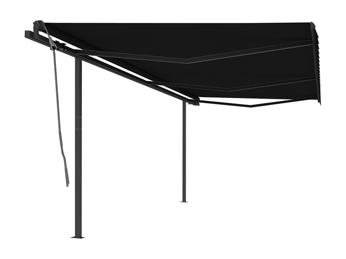 Auvent manuel rétractable avec poteaux 6x3 m Anthracite