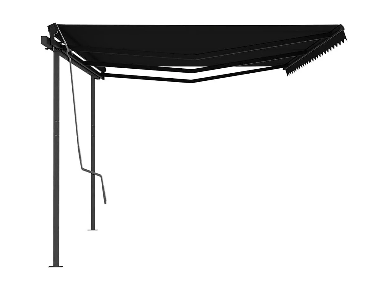 Auvent manuel rétractable avec poteaux 6x3 m Anthracite