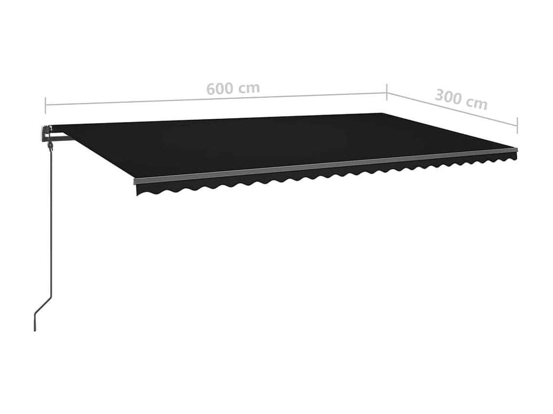 Auvent manuel rétractable avec poteaux 6x3 m Anthracite
