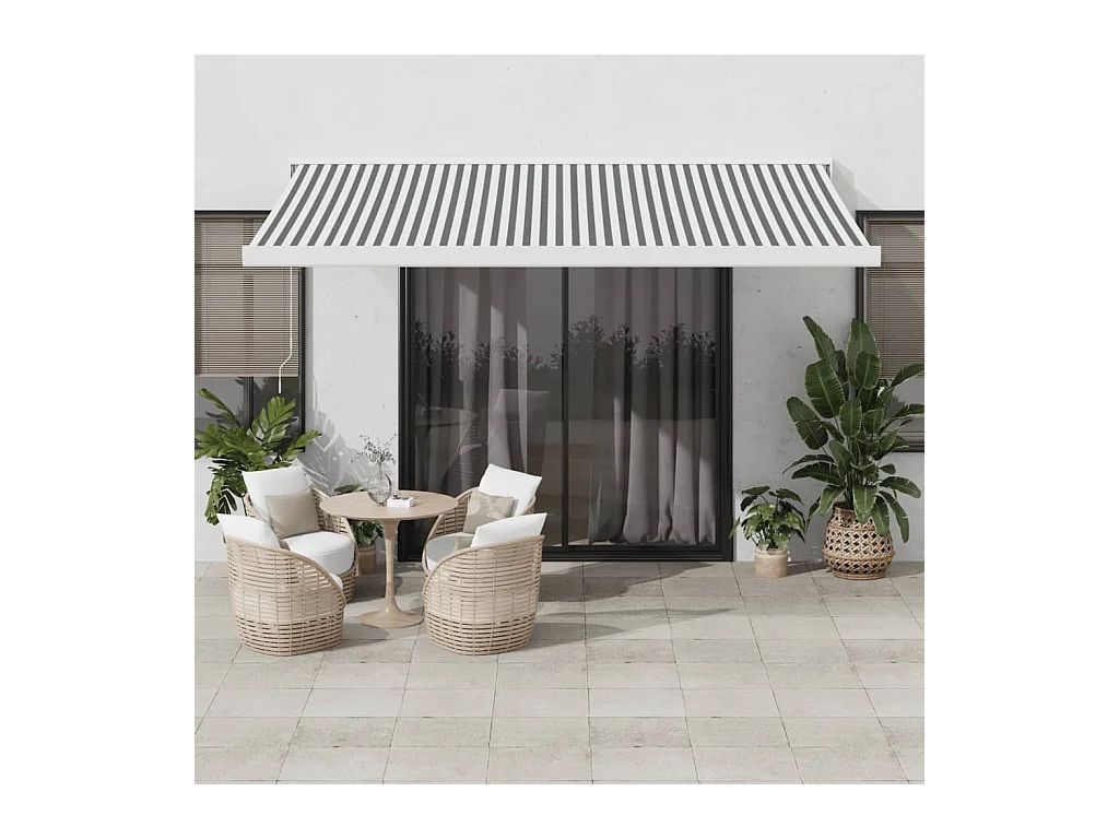 Auvent rétractable anthracite et blanc 4x3 m tissu et aluminium