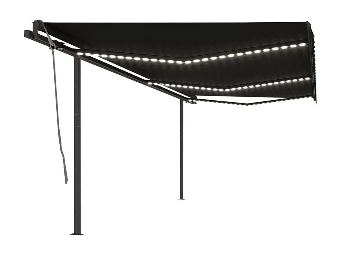 Tenda da Sole Retrattile Manuale con LED 6x3,5 m Antracite