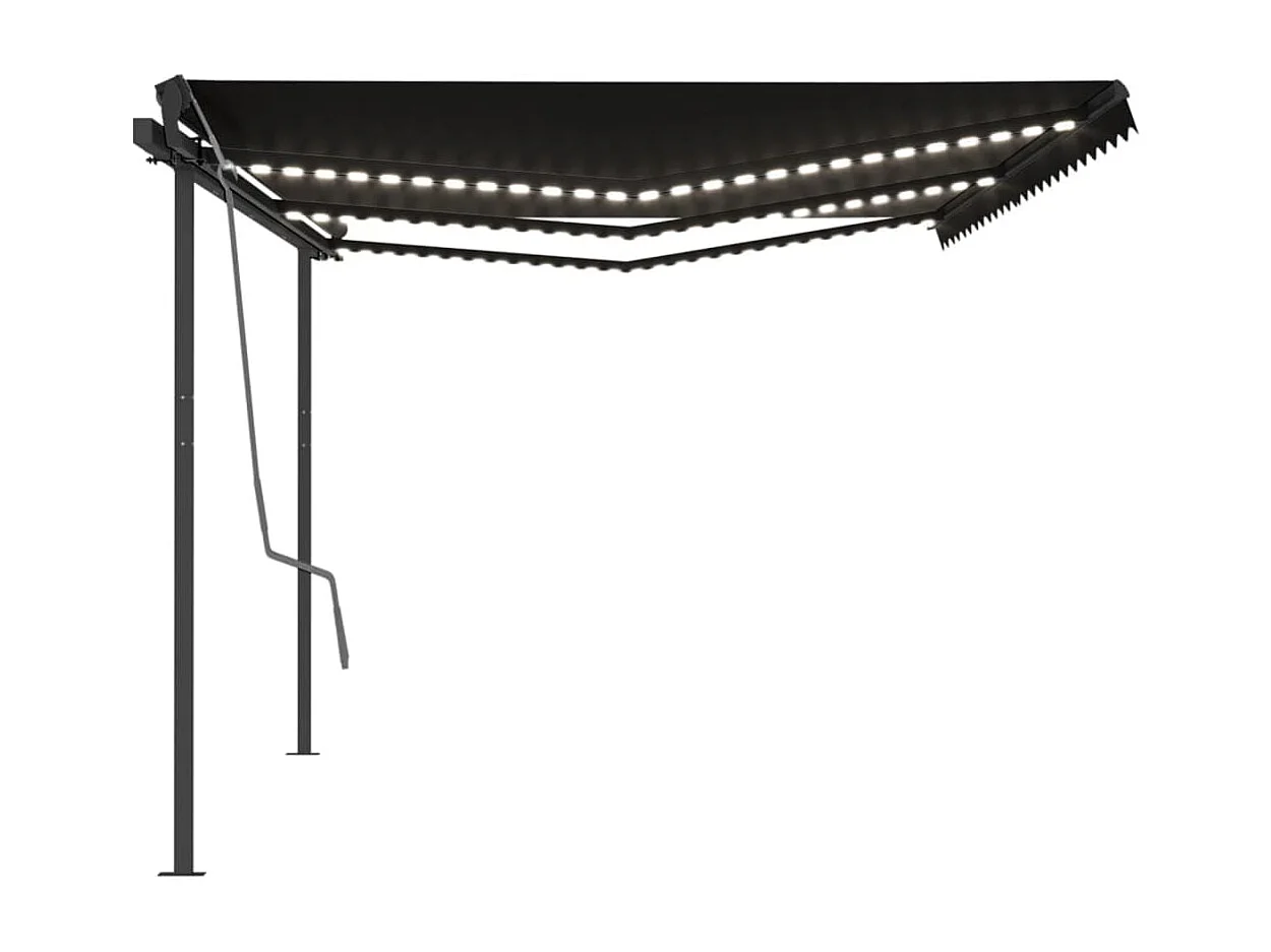 Tenda da Sole Retrattile Manuale con LED 6x3,5 m Antracite