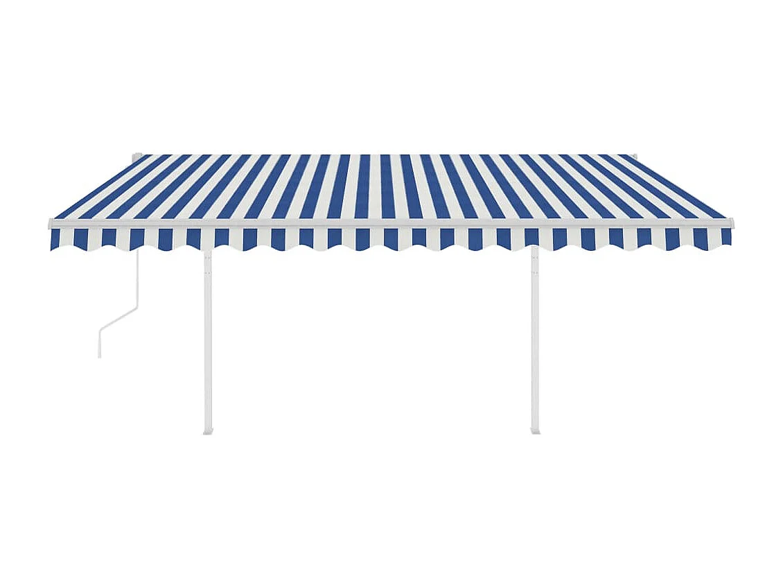 Auvent automatique rétractable avec poteaux 4,5x3,5m Bleu blanc