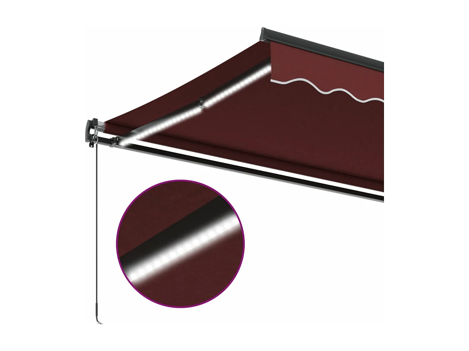 Toldo retrátil manual com luzes LED 300x250 cm bordô