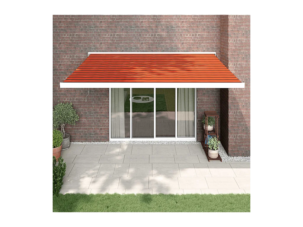 Auvent rétractable orange et marron 4x3 m tissu et aluminium