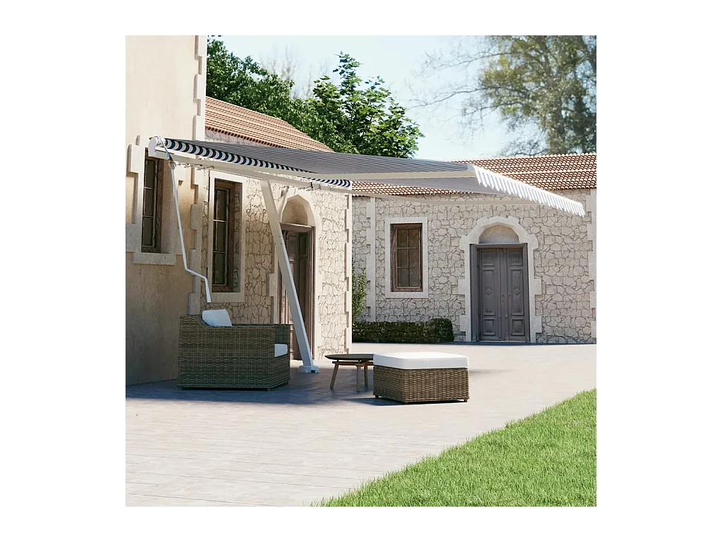 Tenda da Sole Automatica Autoportante 400x300 cm Blu e Bianca