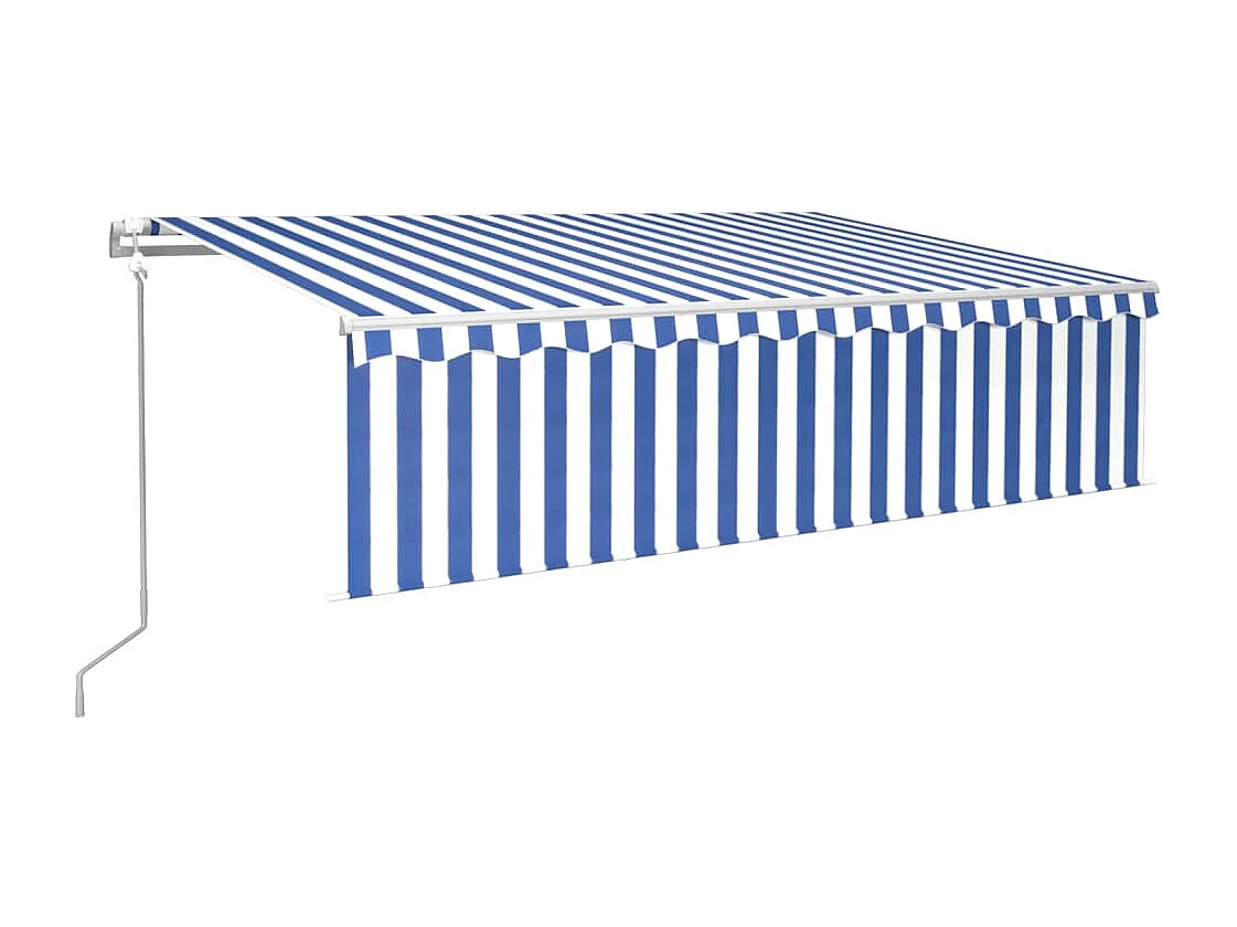 Auvent automatique store capteur de vent LED 6x3 m Bleu blanc