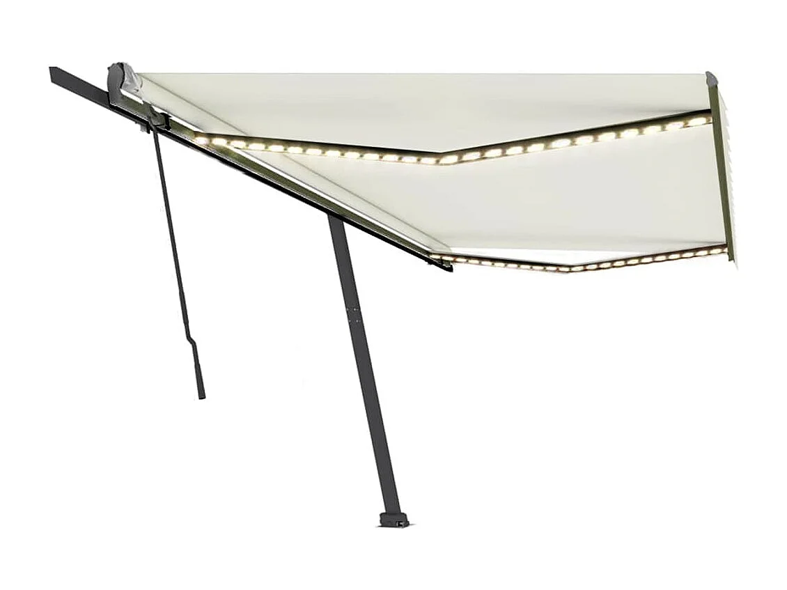 Markise Manuell Einziehbar mit LED 500x300 cm Creme