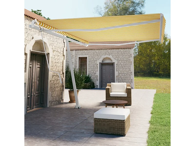 Toldo automático independente 450x350 cm amarelo e branco