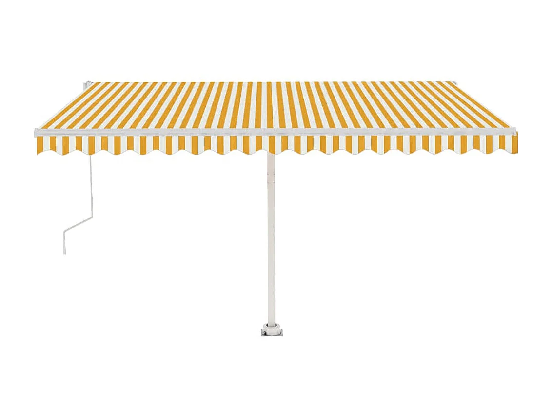 Toldo de pie automático amarillo y blanco 450x350 cm