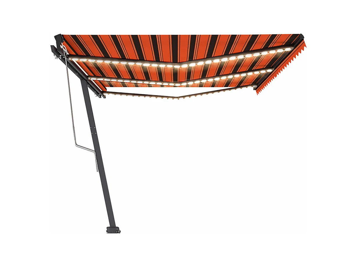 Auvent automatique capteur de vent LED 600x350 cm Orange marron