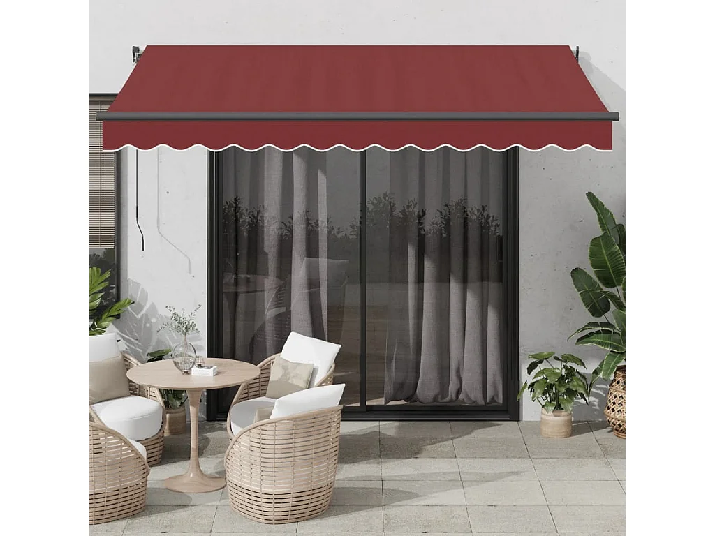 Tenda da Sole Retrattile Manuale con LED Bordò 350x250 cm