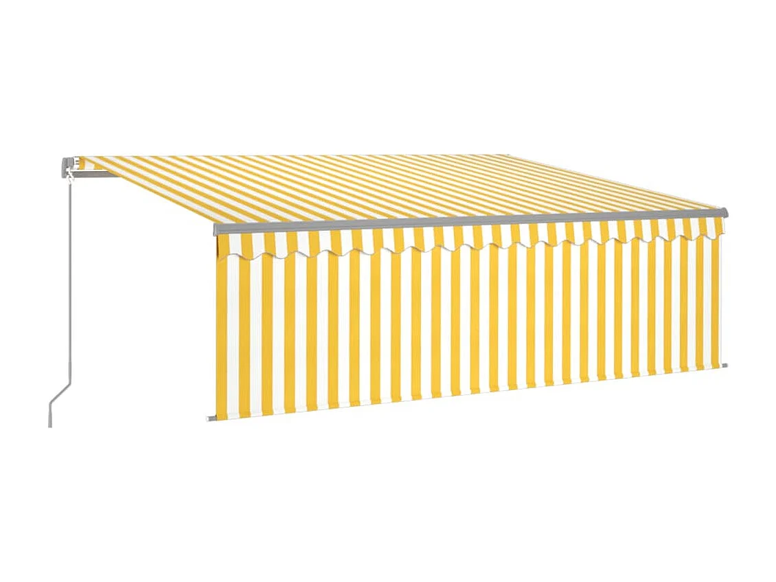 Auvent manuel rétractable avec store 4,5x3 m Jaune et blanc