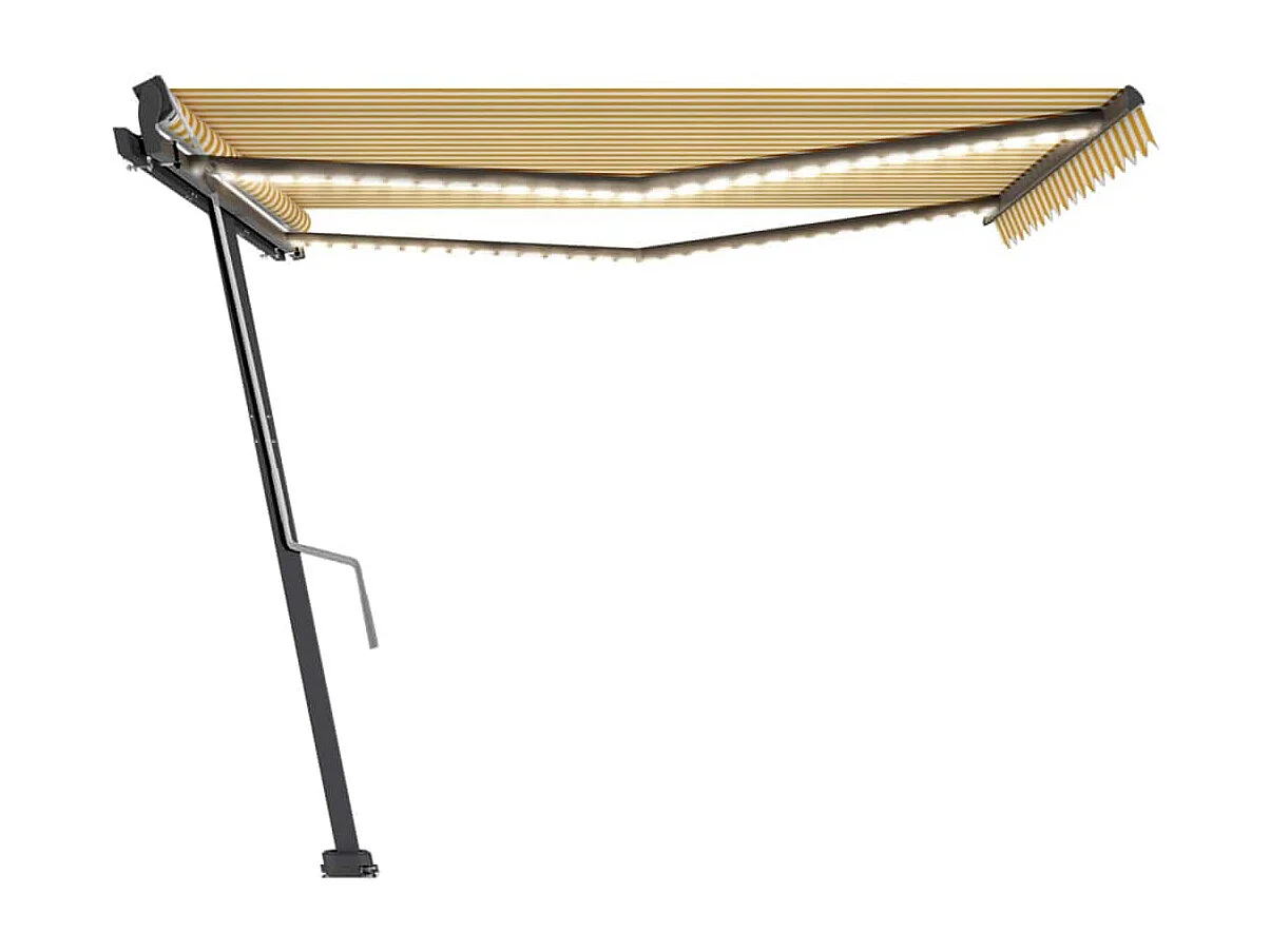 Tenda da Sole Retrattile Manuale e LED 400x300cm Gialla Bianca