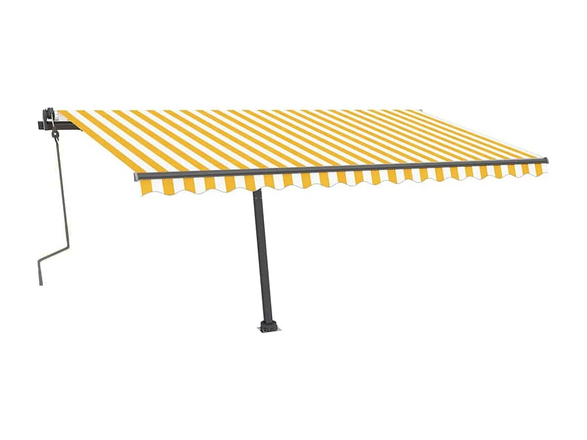 Tenda da Sole Retrattile Manuale e LED 400x300cm Gialla Bianca