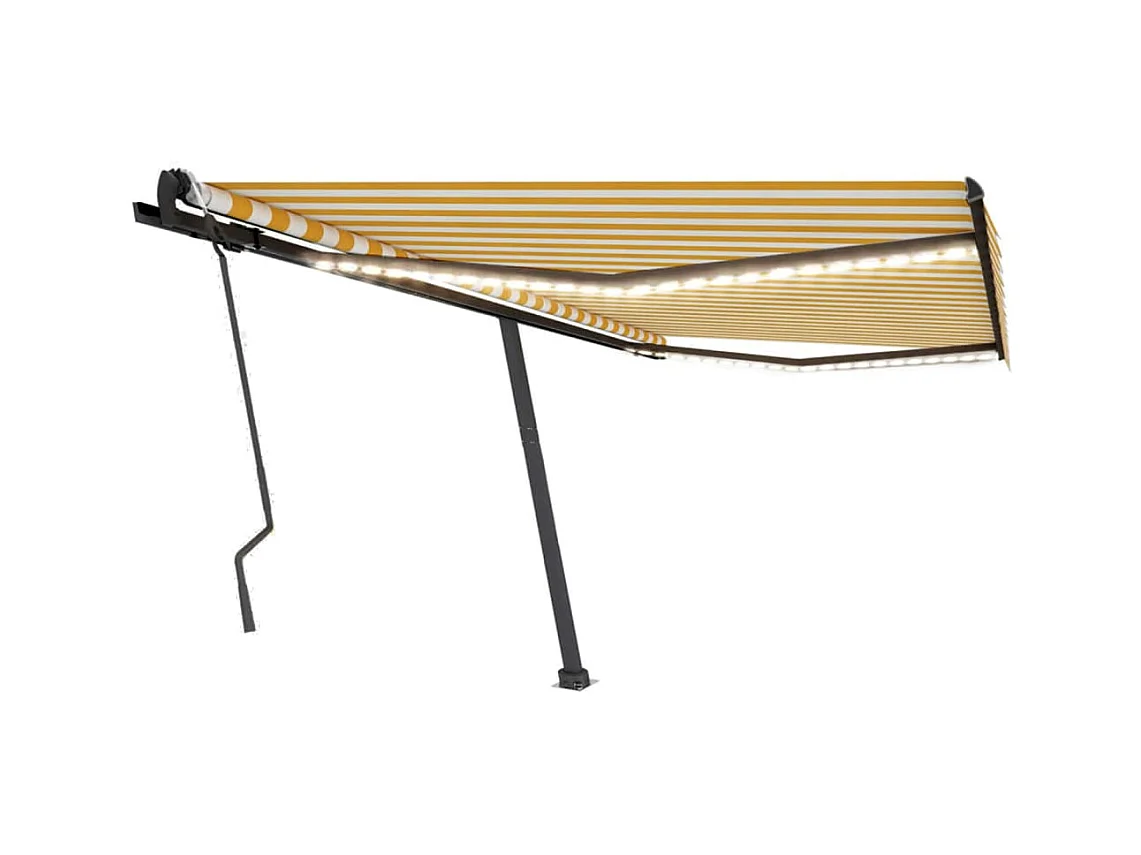 Luifel handmatig uittrekbaar met LED 400x300 cm geel en wit