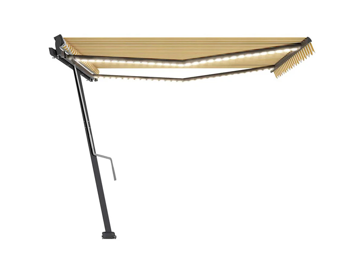 Luifel handmatig uittrekbaar met LED 400x300 cm geel en wit