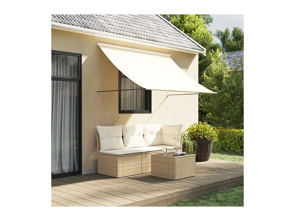 Auvent rétractable crème 200x150 m tissu et acier