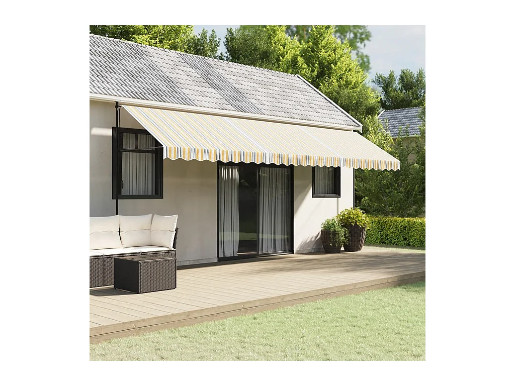 Tissu de remplacement pour auvent rayures multicolores 6x3 m
