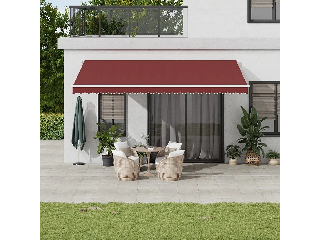 Toldo retrátil automático com luz LED 500x350 cm bordô