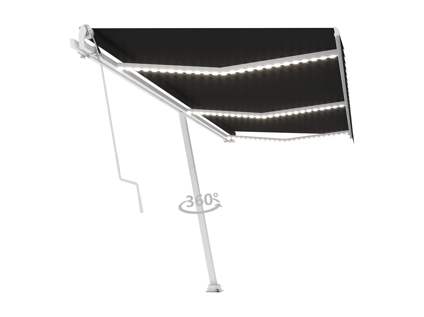 Toldo automático com LED e sensor de vento 600x300 cm antracite