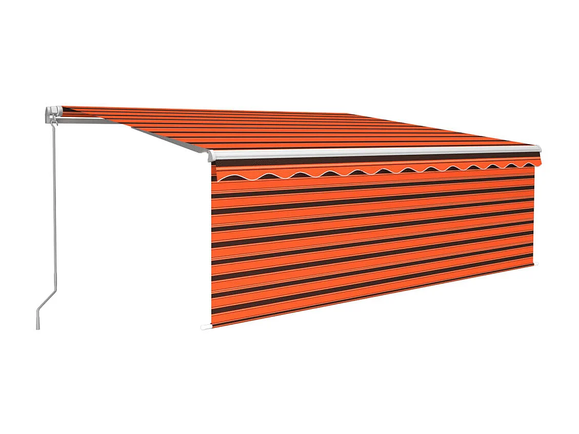 Tenda Sole Retrattile Manuale Parasole LED 4x3m Arancio Marrone