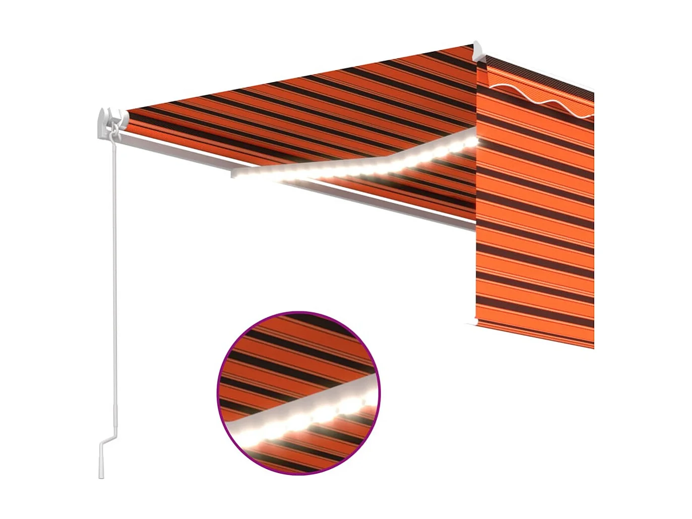 Tenda Sole Retrattile Manuale Parasole LED 4x3m Arancio Marrone