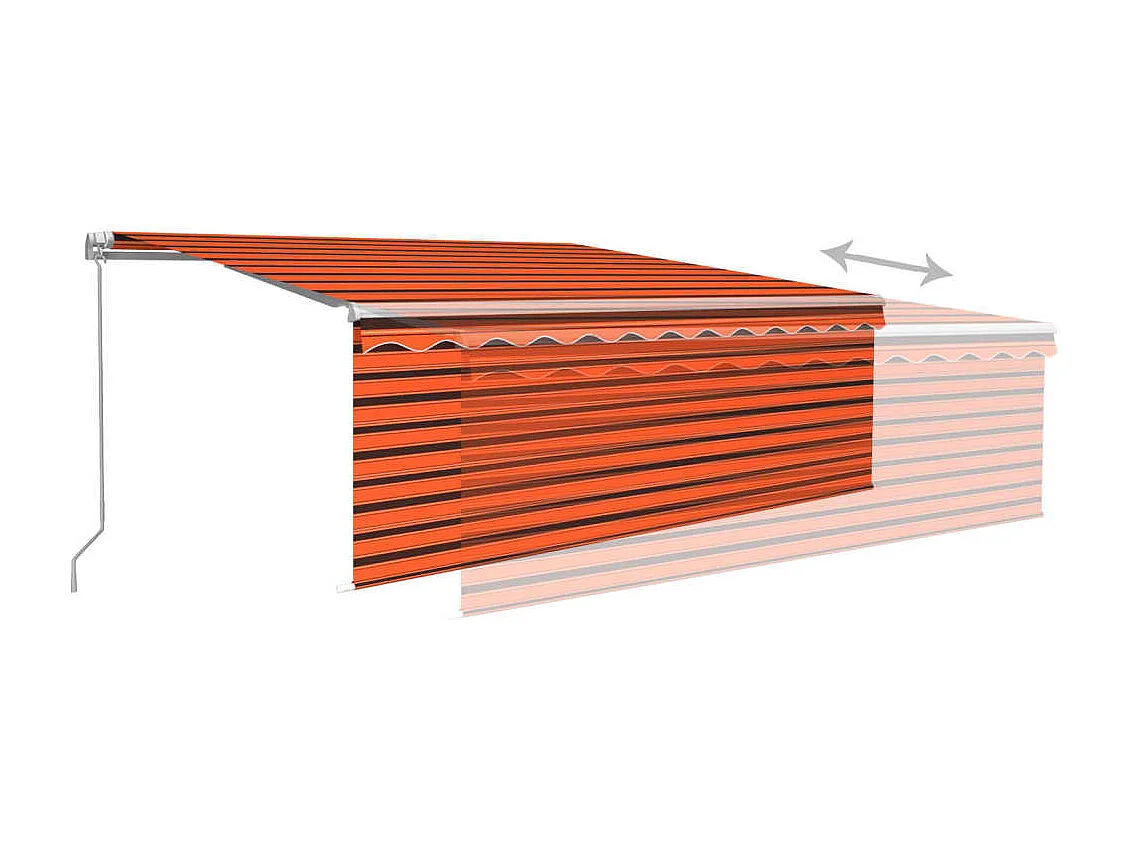 Toldo retráctil manual con persiana y LED naranja y marrón 4x3m