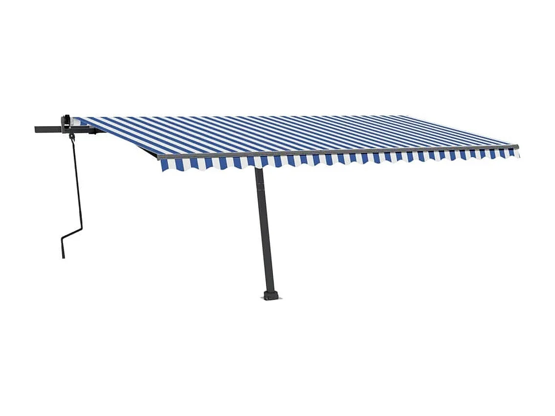 Toldo retrátil manual independente 500x350 cm azul e branco