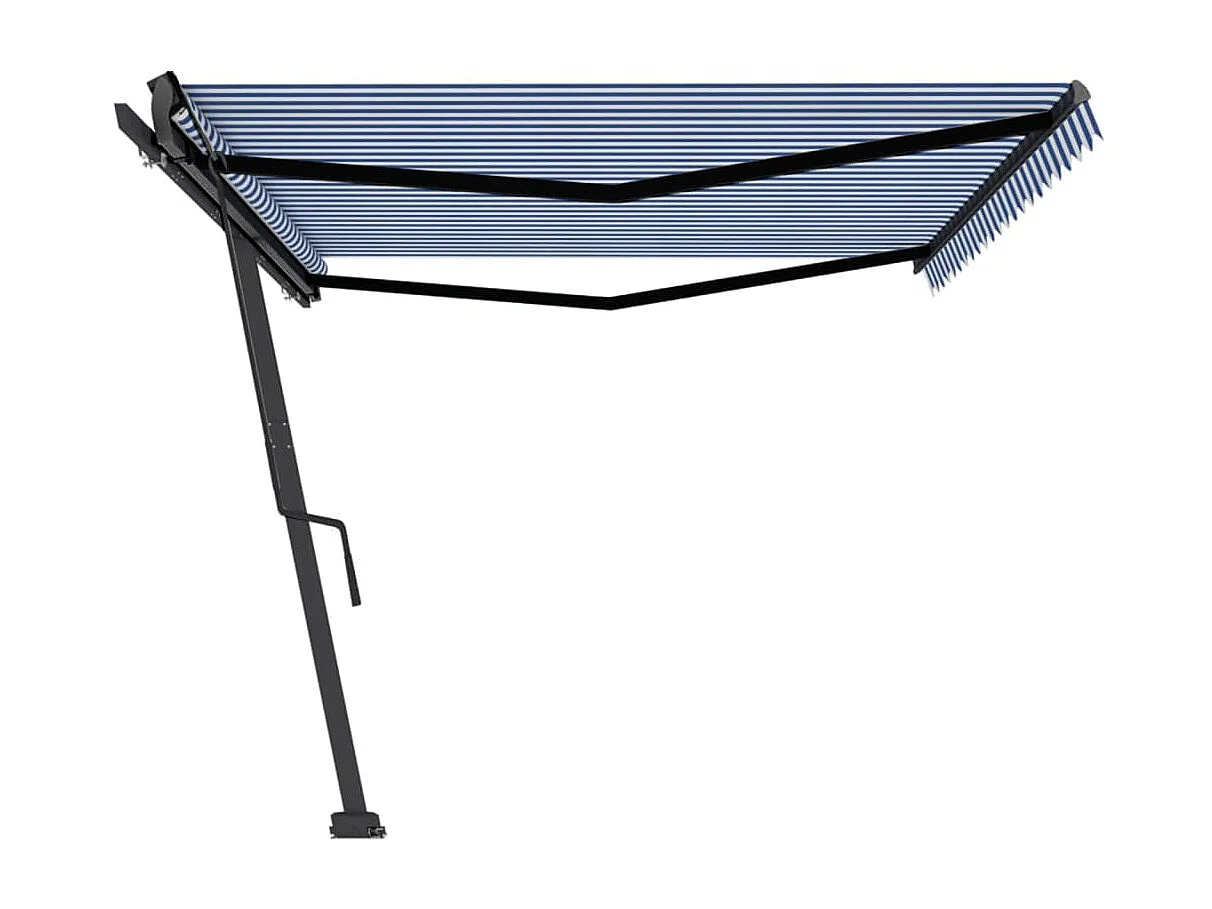 Toldo retrátil manual independente 500x350 cm azul e branco