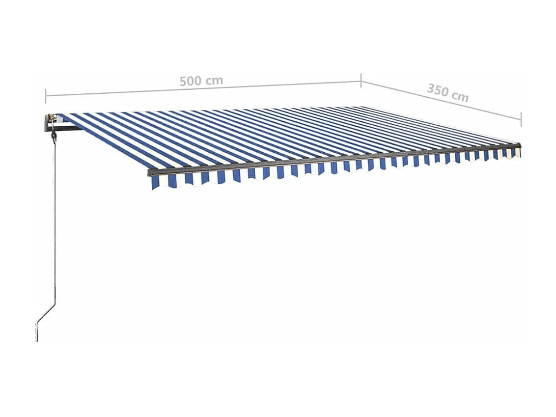 Toldo retrátil manual independente 500x350 cm azul e branco