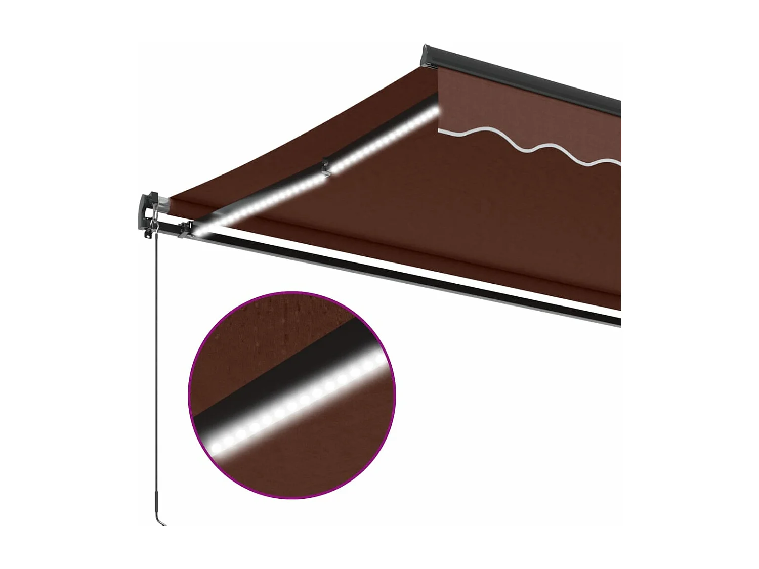 Auvent manuel rétractable avec LED marron 500x300 cm