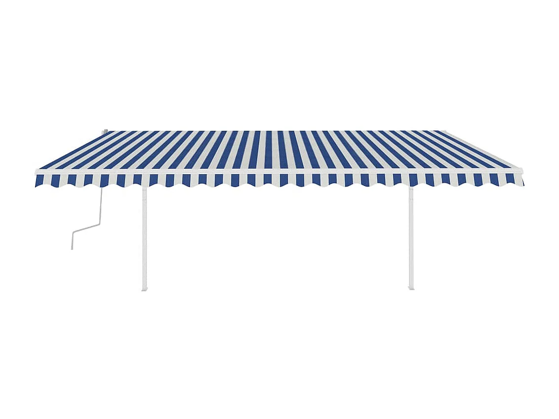 Toldo retrátil manual com luzes LED 5x3 m azul e branco