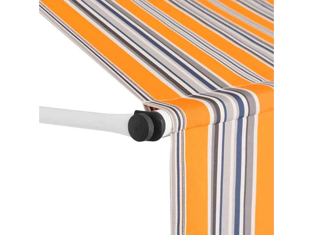 Toldo manual retráctil amarillo y azul a rayas 100 cm