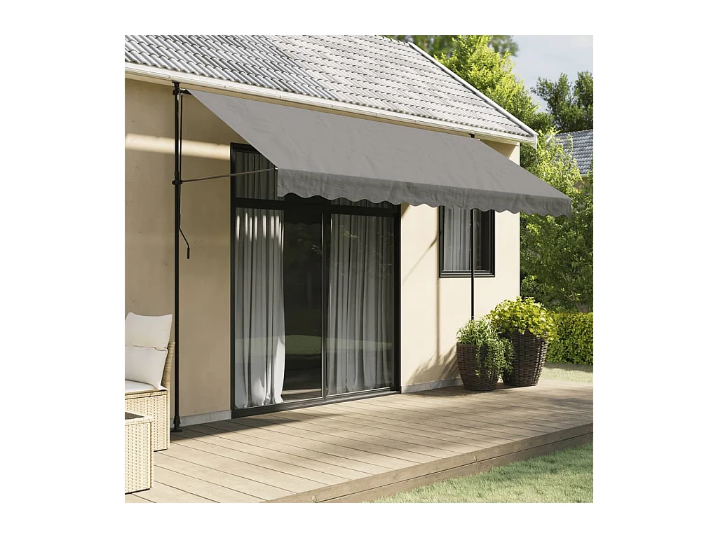 Auvent rétractable anthracite 350x150 m tissu et acier