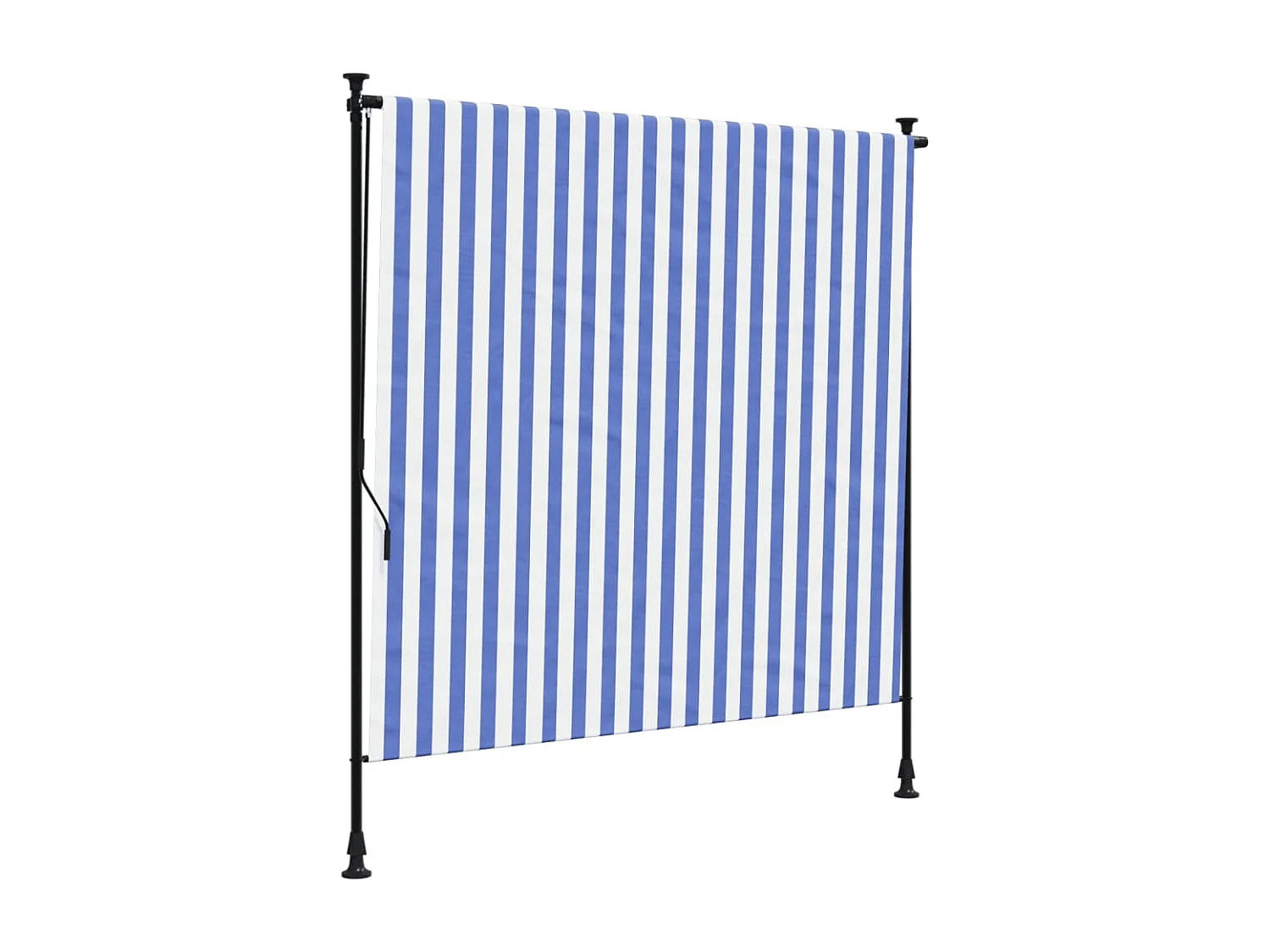 Tenda a Rullo Esterno Blu e Bianca 150x270cm Tessuto e Acciaio