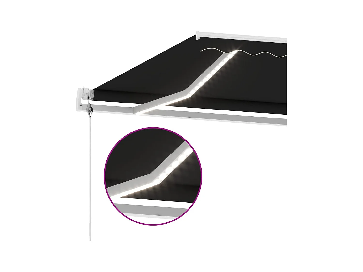 Toldo automático com LED e sensor de vento 400x350 cm antracite
