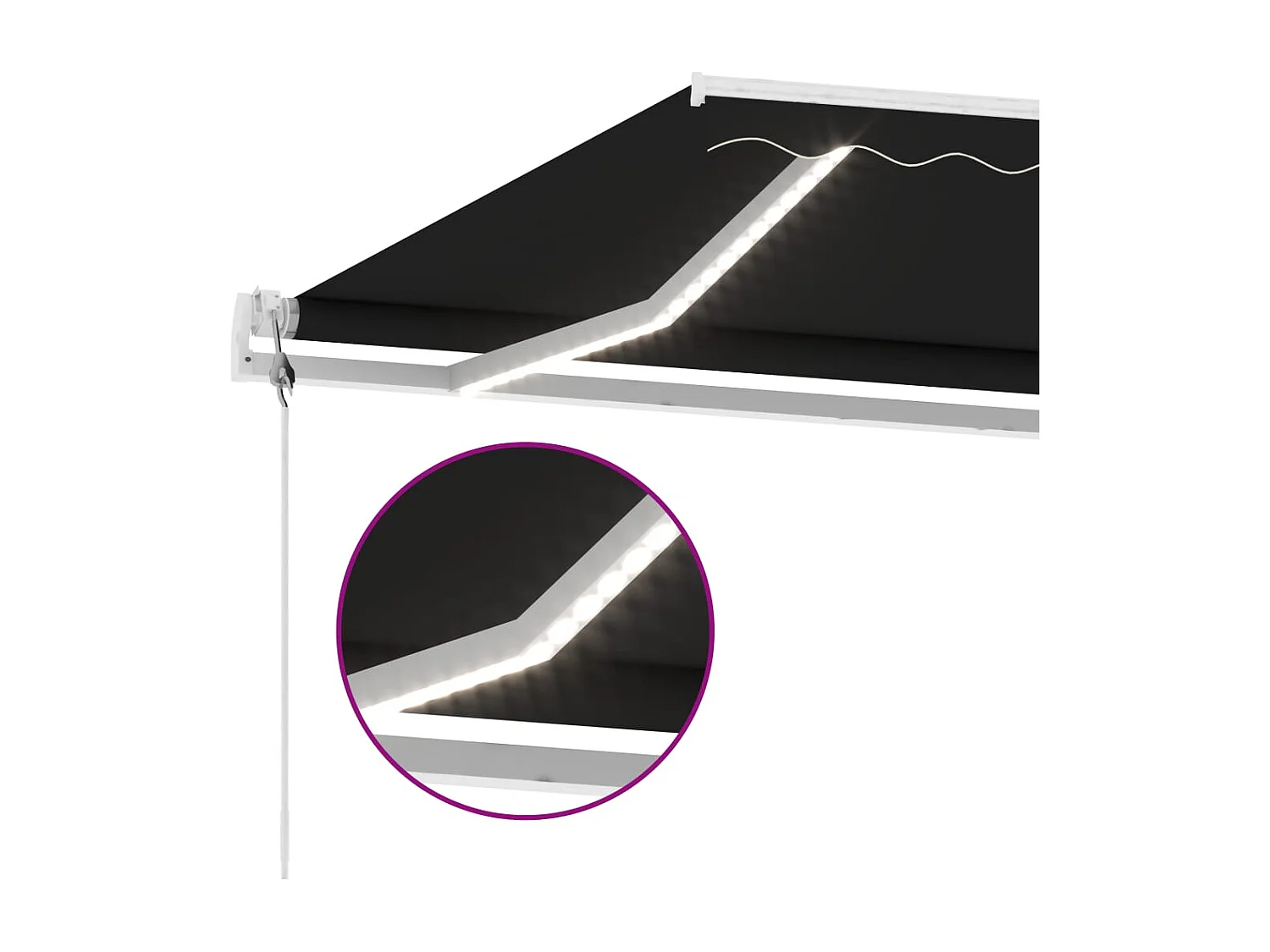 Auvent automatique capteur de vent et LED 400x350 cm Anthracite