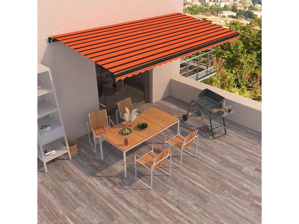 Auvent manuel rétractable 600x350 cm Orange et marron