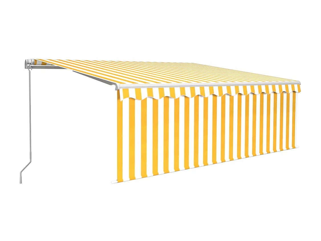 Tenda Sole Retrattile Manuale Parasole e LED 4x3m Gialla Bianca