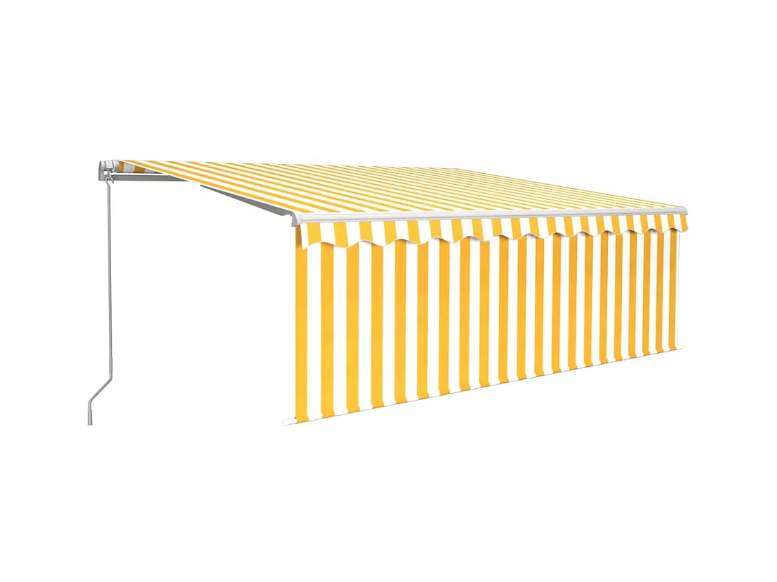 Auvent manuel rétractable avec store et LED 4x3m Jaune et blanc