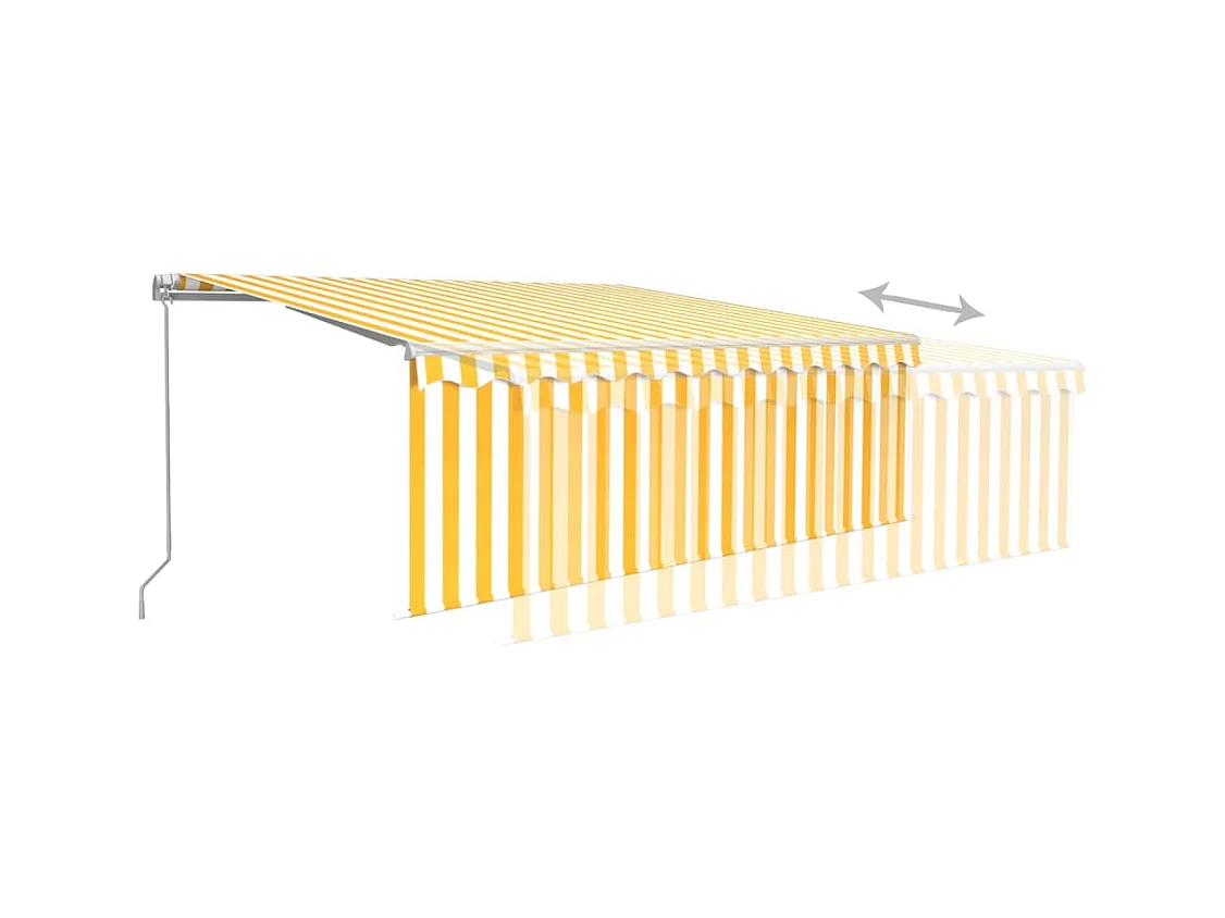 Auvent manuel rétractable avec store et LED 4x3m Jaune et blanc
