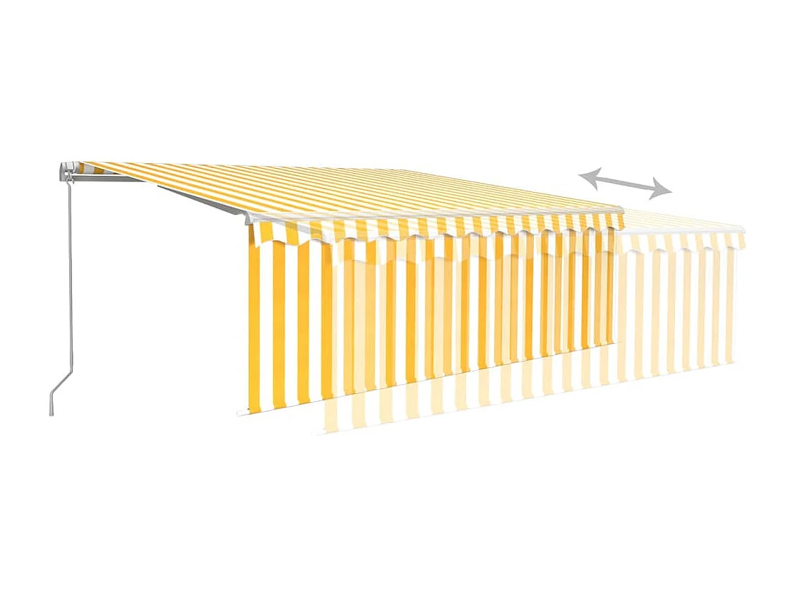 Auvent manuel rétractable avec store et LED 4x3m Jaune et blanc