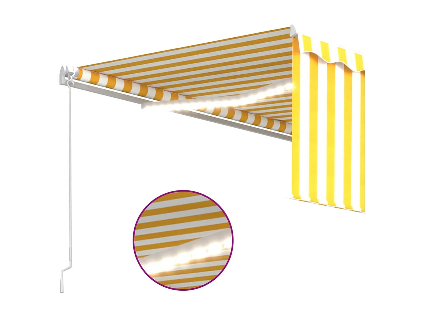 Auvent manuel rétractable avec store et LED 4x3m Jaune et blanc